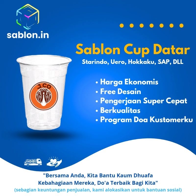 Sablon Cup Datar Ukuran 12 oz 14 oz 16 oz 18 oz 22 oz Murah Bagus Tebal Free Ongkir Free Desain Sabl