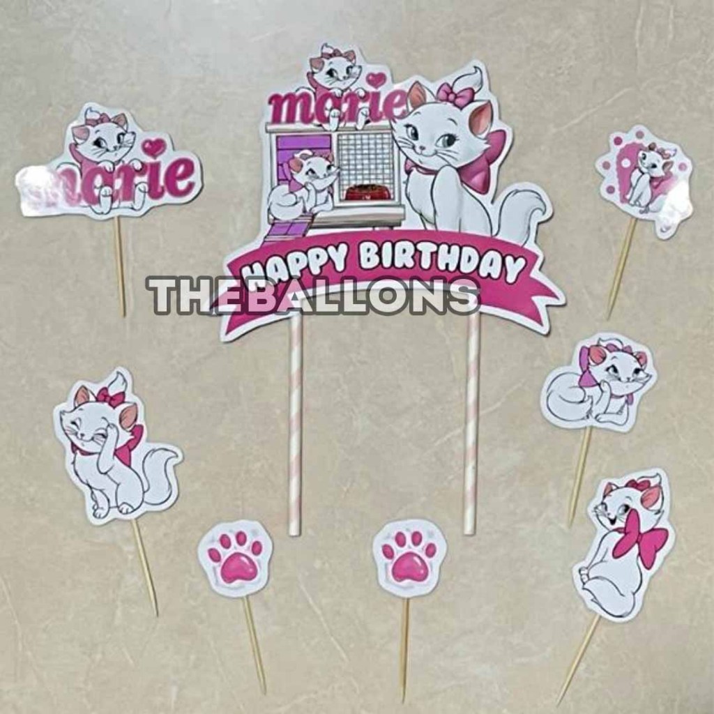 Topper Cake Custom Nama Marie Cat
