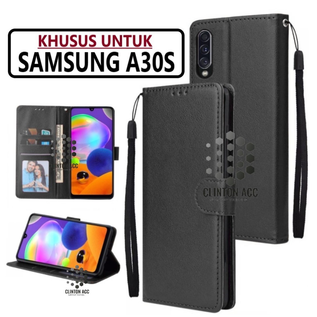 CASE SAMSUNG A30S FLIP WALLET LEATHER DOMPET KULIT SOFTCASE PREMIUM FLIP COVER SARUNG BUKA TUTUP FLI