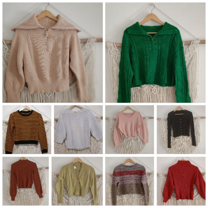 knit rajut cardigan sweater preloved second Zipper sailor bukan Zara uniqlo