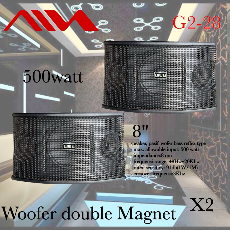 speaker karaoke room Aiwa 8inch 2G-28 vip Double Magnet import original