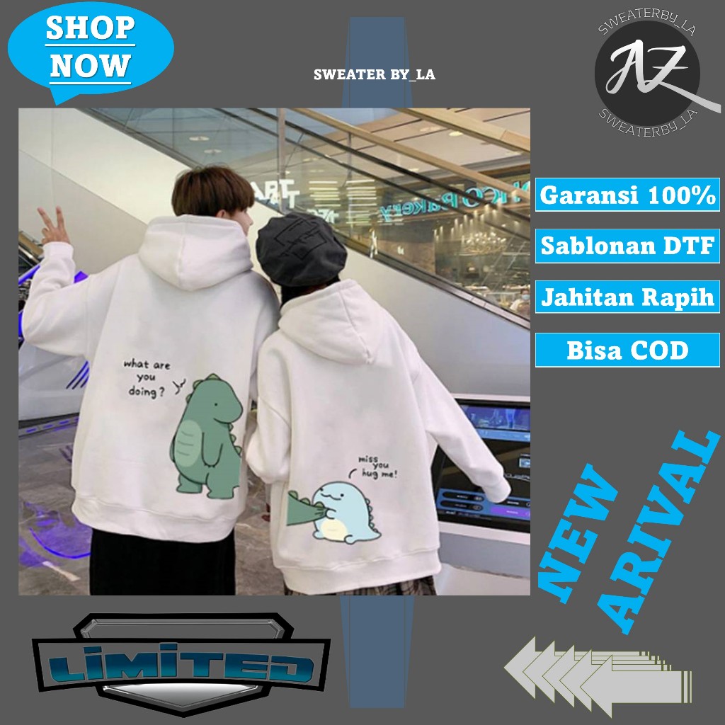 Hoodie Couple buntut Dino Sweater couple buntut dino suiter kopel dino hudi kopel Hoodie/Jumper Crew