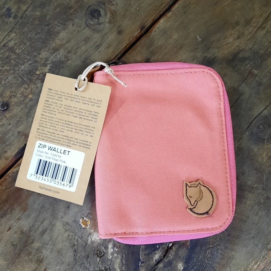 DOMPET KAIN KANVAS TRAVEL WALLET POUCH OUTDOOR ORIGINAL FJALLRAVEN ZIP WALLET PEAR PINK