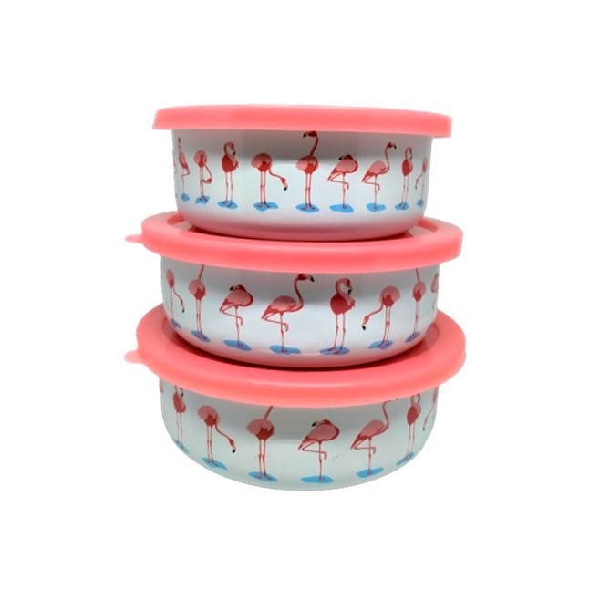 Penjualan TerbaikCOD Kedaung Mangkok Pengaduk  Mixing Bowl Set Flamingo 3 Pcs 141618 cm