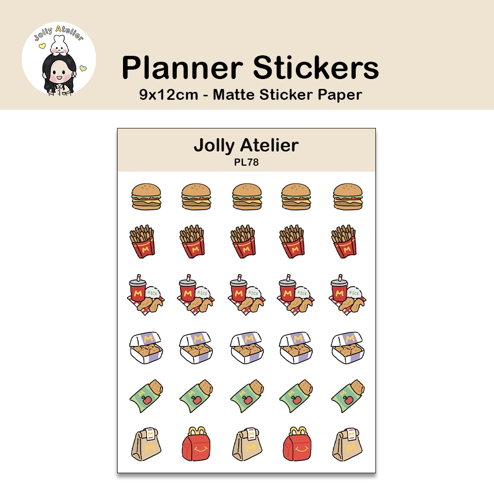 

Burger / M*D / Makanan stickersheet | Planner Sticker [jollyatelier]