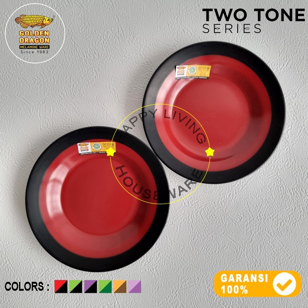 GOLDEN DRAGON Piring Dalam Lis 6in Piring Makan List 15cm Merah Hitam