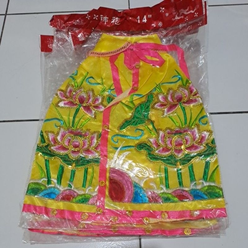 baju jubah patung dewi kwan im kuning 14 inch