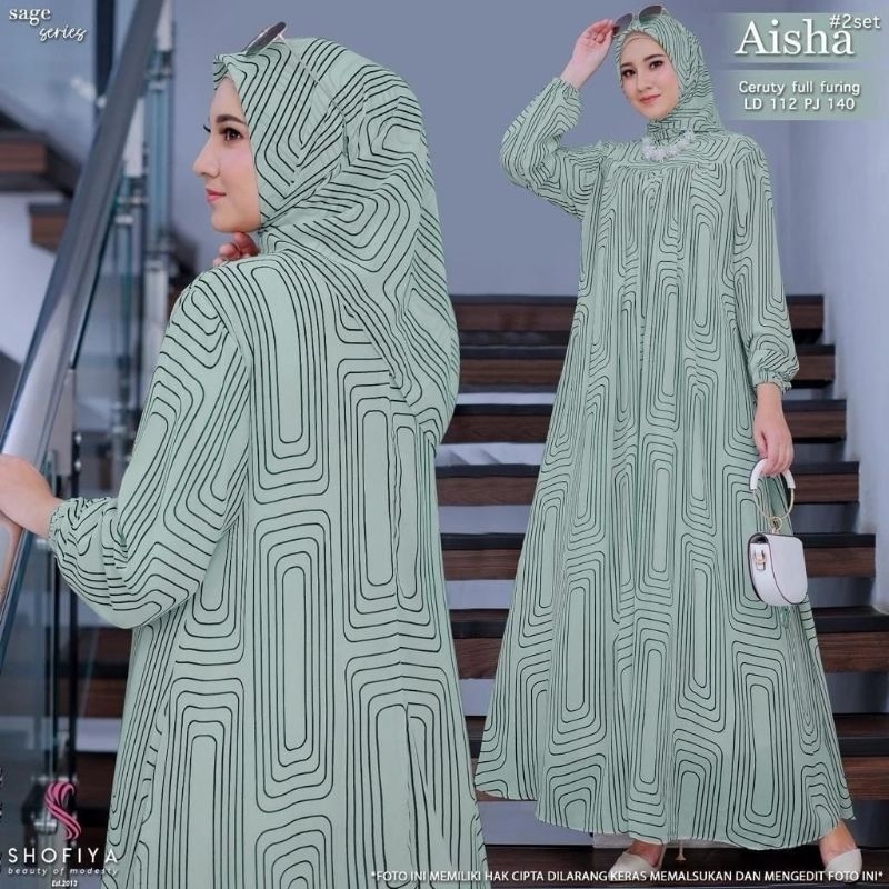 GAMIS AISHA #2 SET JILBAB SEGI EMPAT CRUTY