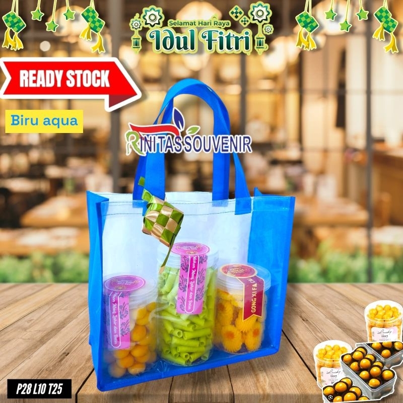 

Tas Lebaran Hampers Lebaran Untuk Kue Cokies Bahan Mika 0,20 Kombinasi Bahan Spunbond Tebal