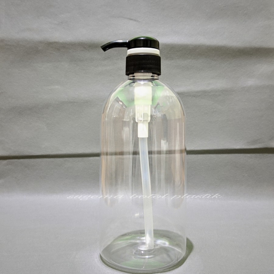 botol pump 1000ml pet clear / botol kemasan sabun cair gel 1 liter pet plastik tebal