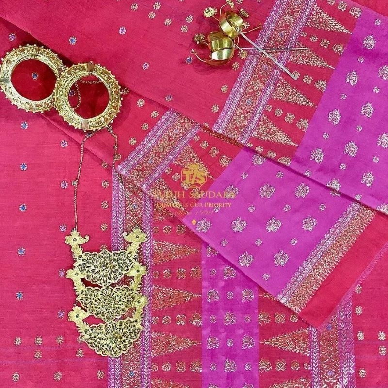Songket Tujuh Saudara Palembang Warna Shocking Pink