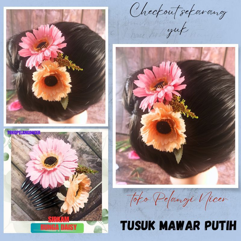 Sirkam Rambut -Sirkam Bunga Daisy -Hiasan Rambut Sanggul Bunga - Hairdo Jepit Sirkam Rambut Pesta