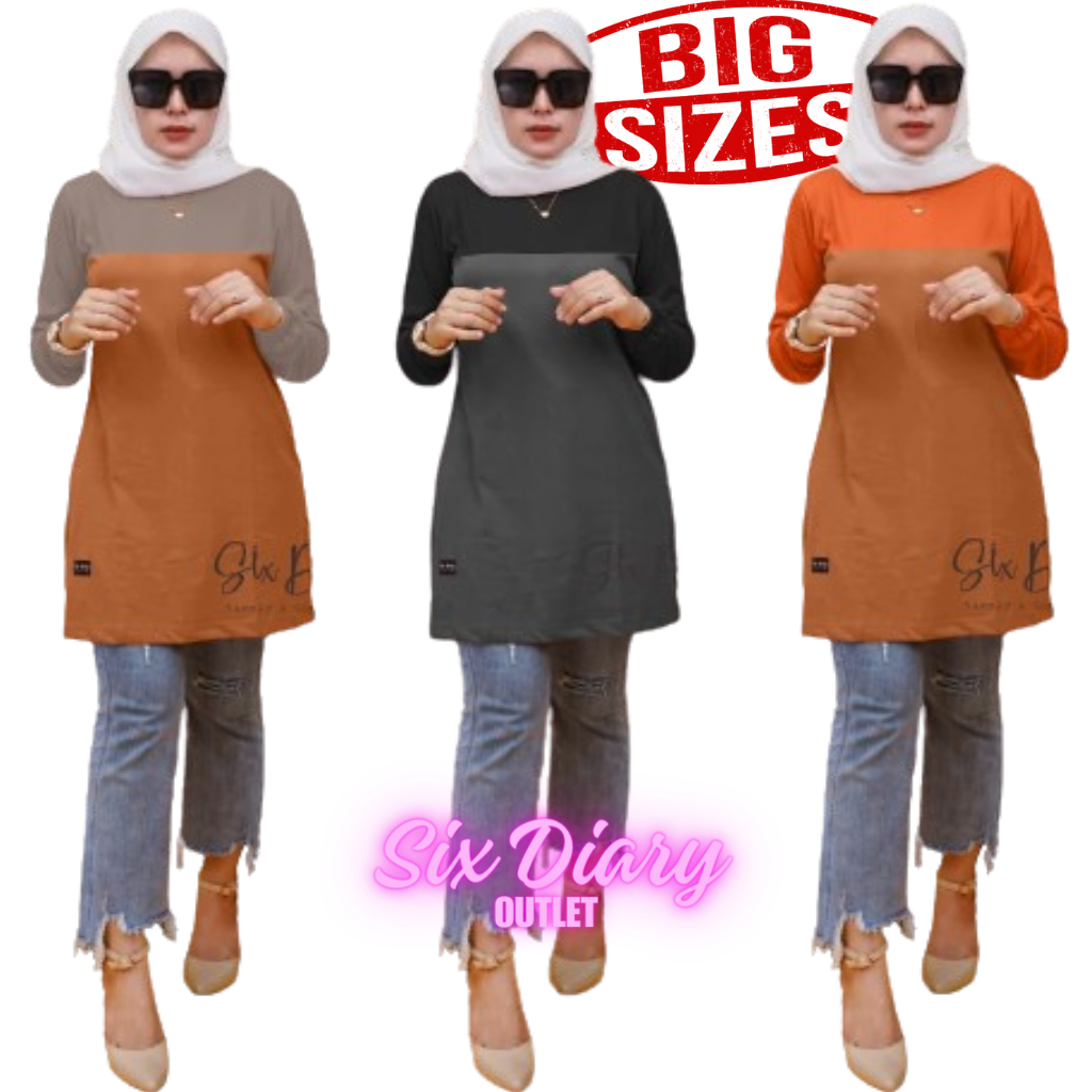 Tunik Combi Jumbo | Tunik Jumbo Lengan Kerut Original Six Diary | Kaos Jumbo Style Zolaqu