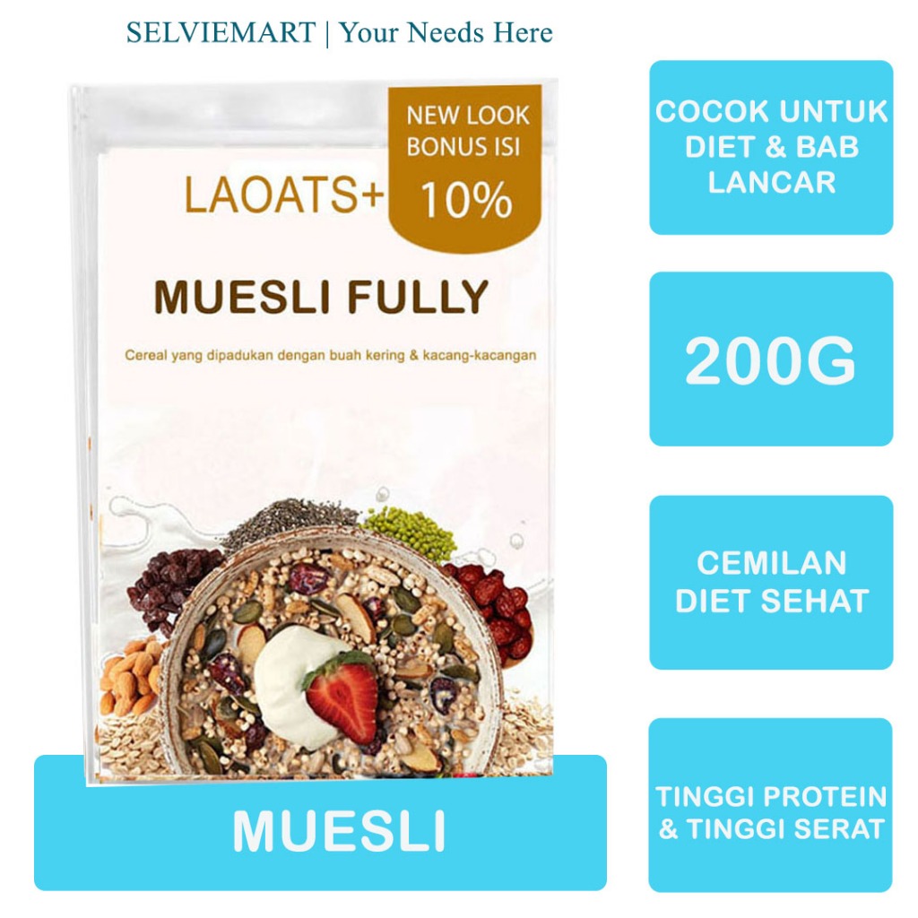 

Muesli Fruit and seed Pelangsing Badan Penurun Berat Badan Muesli Low Fat Susu Diet Pengganti Makan Muesli Laoats
