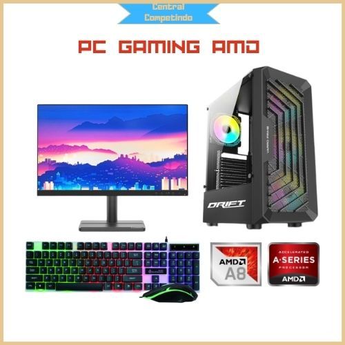 PC Komputer Gaming AMD A8 7600 RAM 16GB + SSD + Monitor 24 Inch