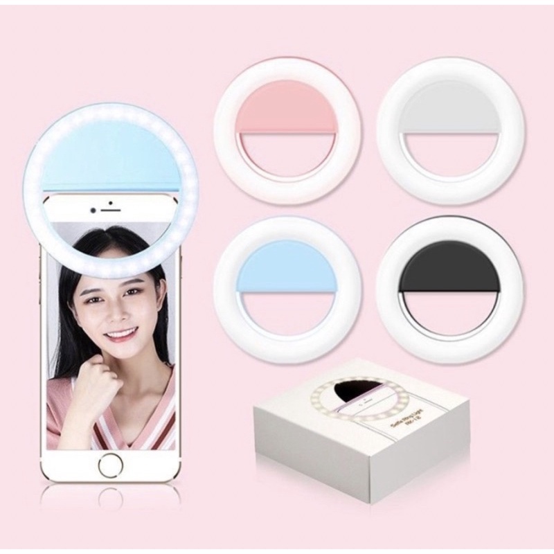 Iring selfie Lampu Recharger Foto Kamera Free Kabel Data Cas LED Ring Jepit Hp Foto Kamera Depan