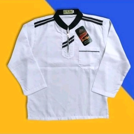 Baju koko busana muslim anak remaja cowok pria putih polos baju Takwa baju koko resleting TERLARIS
