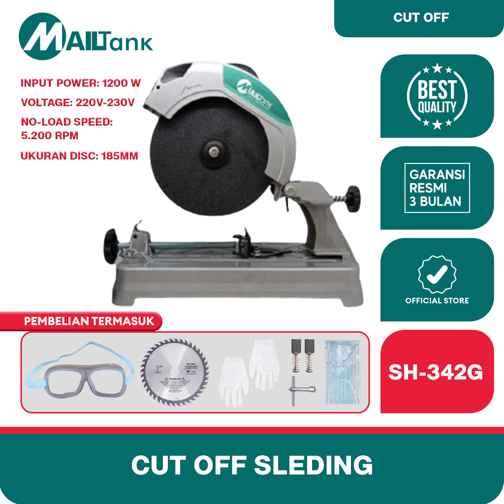 Mailtank SH342G Mesin Potong Tools Parts Besi Cut Off Cutting 7 Inci bisa sleding