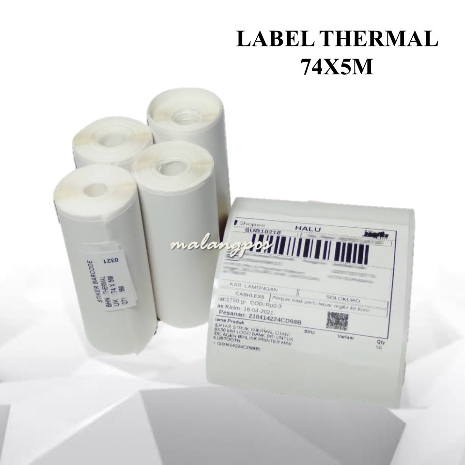 

Label Continous 74X5 M / 74X10 M Resi Kertas Stiker Resi Pengiriman Shopee Label Thermal 80X5M Continuous Sticker Printer Thermal 80mm 74