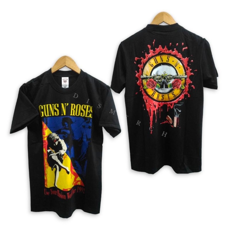 Puritan T-Shirt Kaos Pria Hitam Band Metal Guns n' Roses M