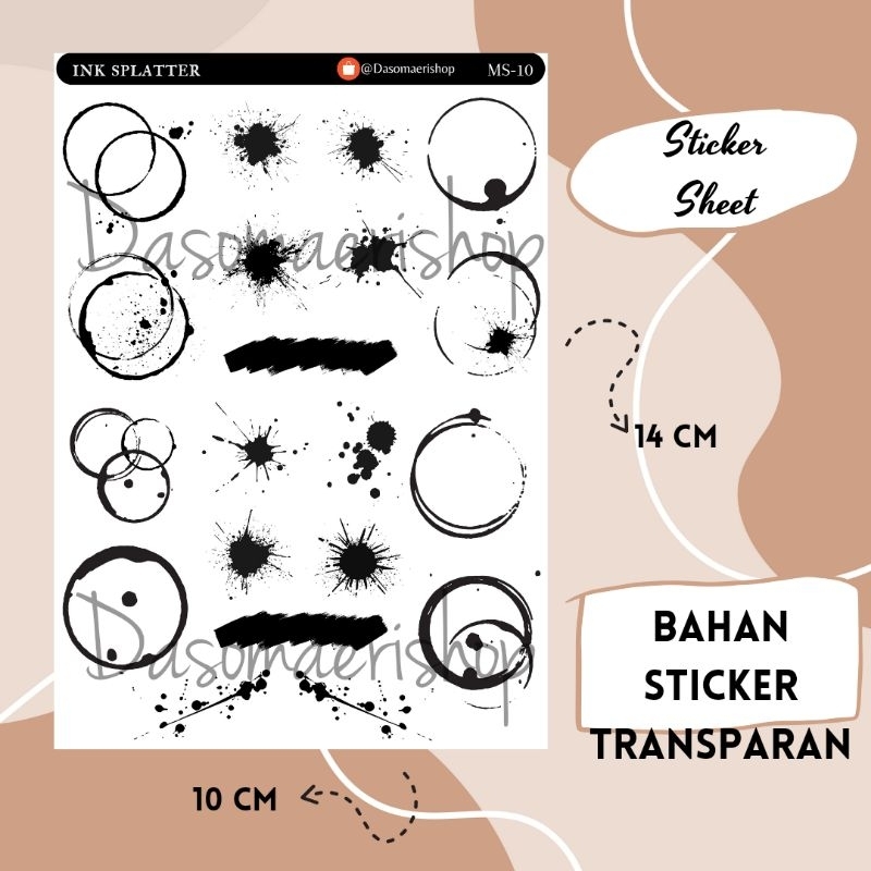 

Ink Splatter Sticker Sheet For Journal / Scrapbook