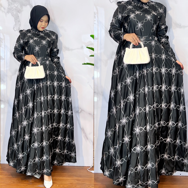 Dress Kembang Payung Armani Silk / Gamis Kembang Payung Armani Silk