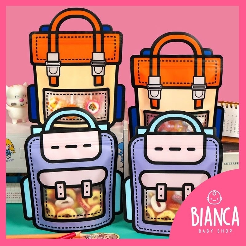 

BIANCA - Kantong Plastik Souvenir Birthday Zipper Ziplock Bentuk Tas Lucu 4 Warna