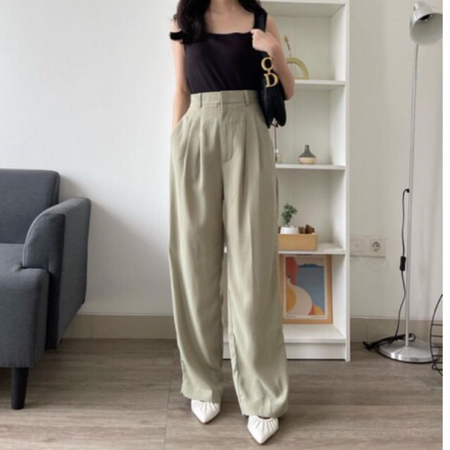 Preloved | Loui Loose Pants in Sage Green | Beige Studio