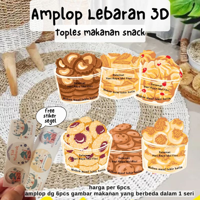 

6pcs amplop lebaran 3D makanan