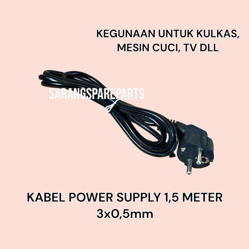KABEL AC POWER BUNTUNG PANJANG 1,5 METER ISI 3 ORIGINAL / KABEL AC BUNTUNG ISI 3 PANJANG 1,5M