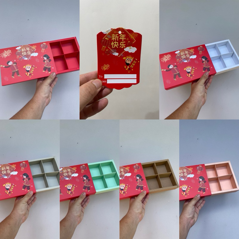 

Dus Imlek sekat 6 chinese new year party eggtart fruit tart dll + Free tag (Harga untuk 5 pcs dus)