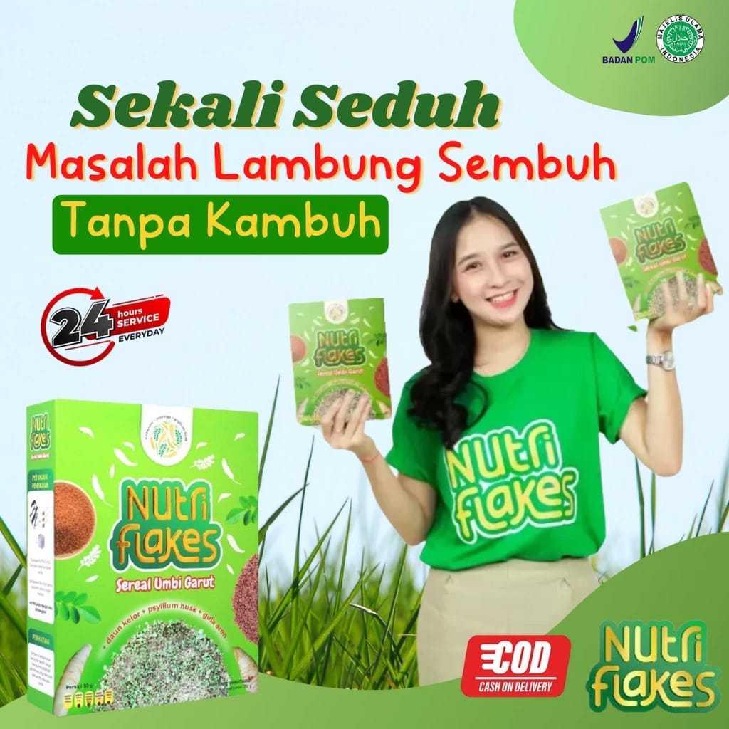 

NUTRIFLAKES Sereal Umbi Garut Sereal Diet Sehat Atasi Maag Asam Lambung Diabetes Kontrol Kolesterol