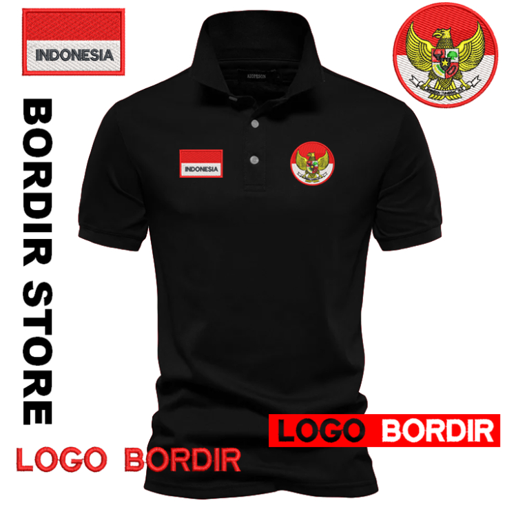 BAJU POLO FUL BORDIR BENDERA GARUDA /SHIRT PRIA /BRANDED/TSHIRT  ORIGINAL  Baju POLO BORDIR Terbaru 