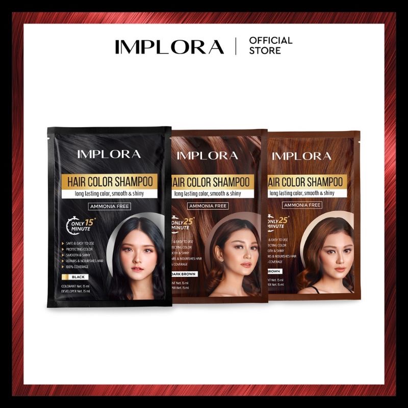 Implora Hair Color Shampoo Pewarna Rambut Natural Shampo Sampo Semir Rambut Warna