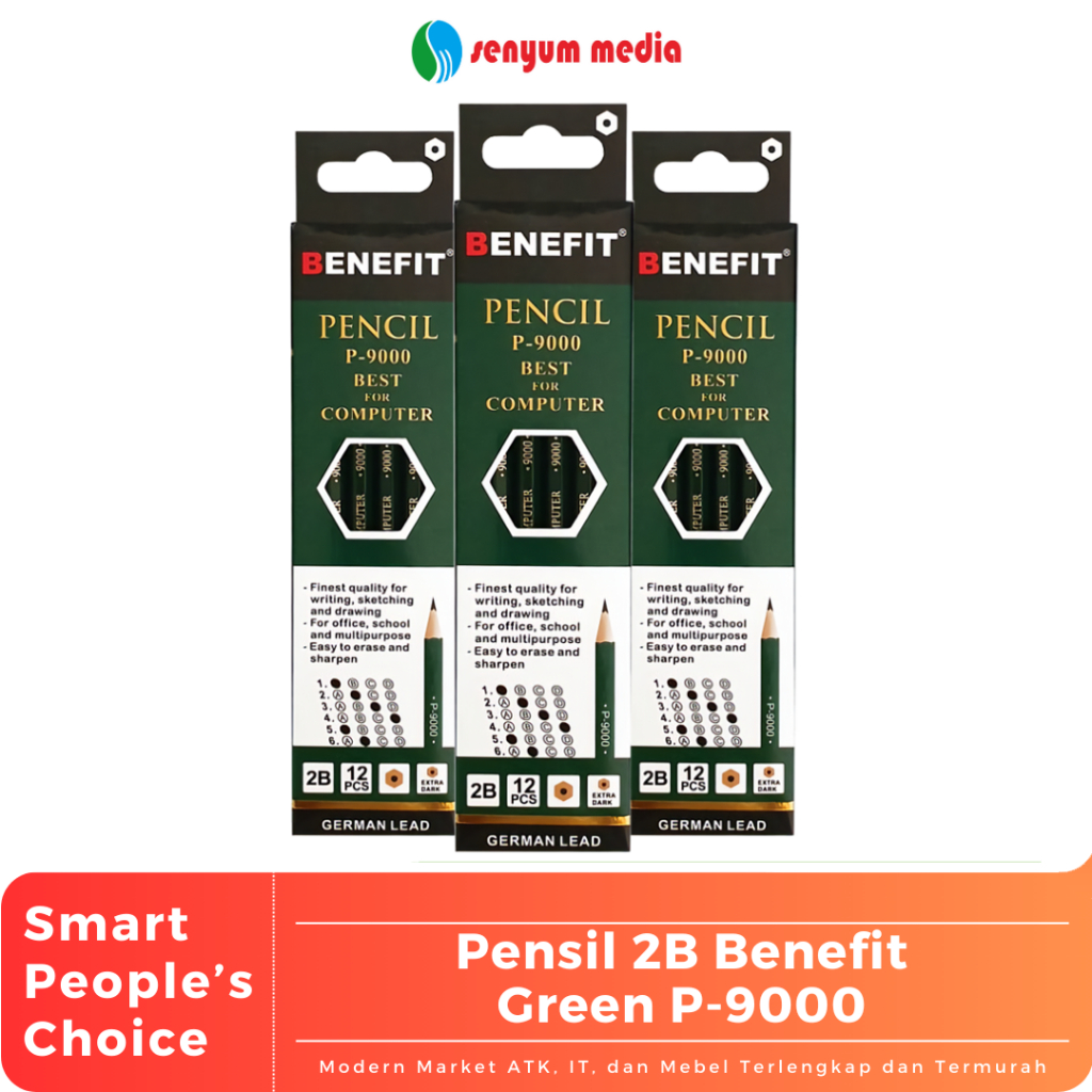 

Pensil 2B Benefit Green P-9000 (1 Pack Isi 12 Pcs) (S:DZN)
