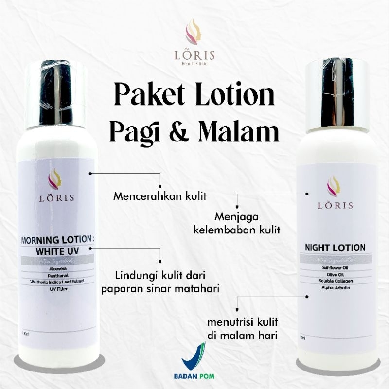 Paket Morning & Night Lotion BPOM Mencerahkan Memperbaiki Skin Barier Skincare Wajah Glowing BPOM