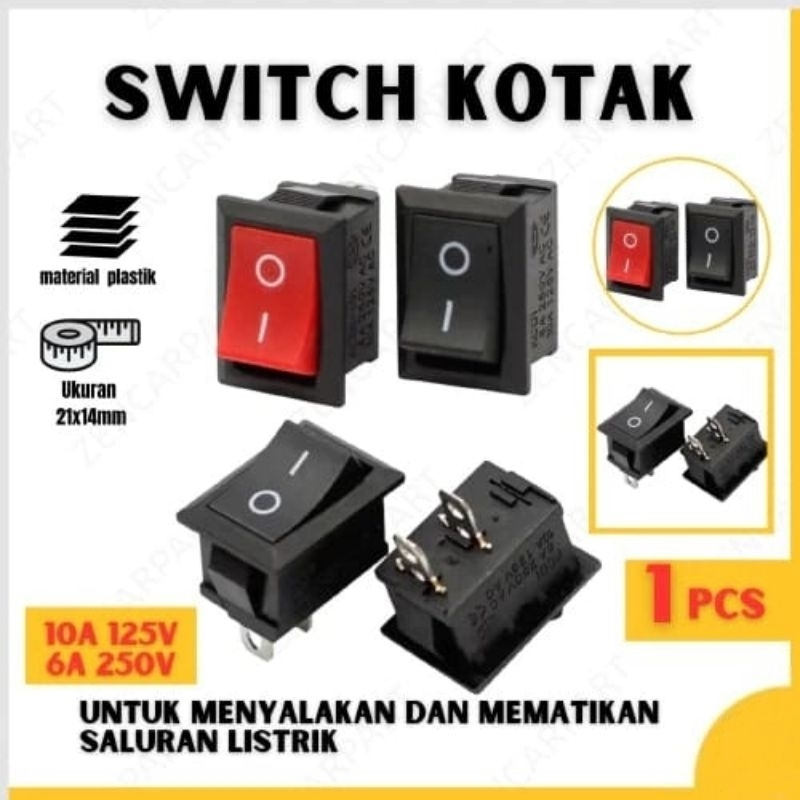 Tombol On Off Motor Mobil Kotak//  Saklar Switch On Of LED Stang Motor 6 Pin Tombol Hazard Push On