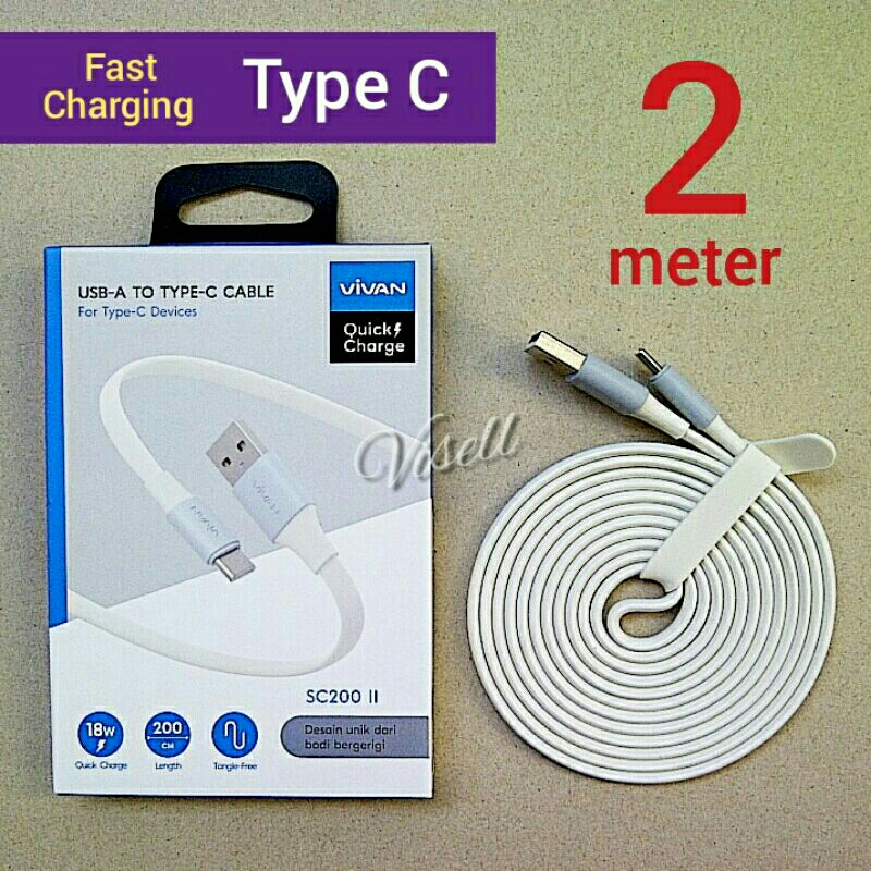 VIVAN Fast Charging Kabel Data Charger USB Tipe Type C - Panjang 2 meter