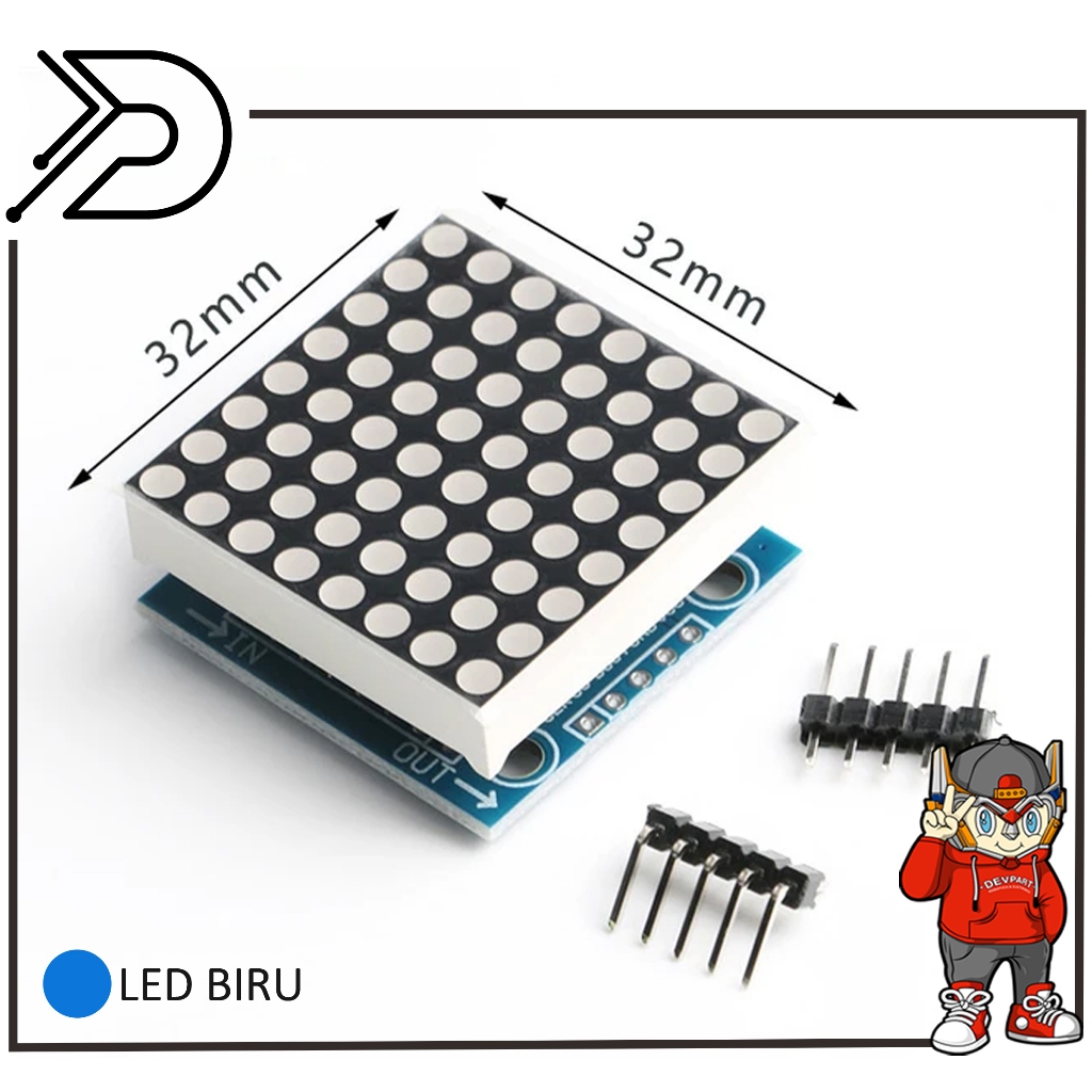 LED DOT MATRIX DISPLAY MODULE MAX7219 MAX 7219 8x8 WARNA BIRU