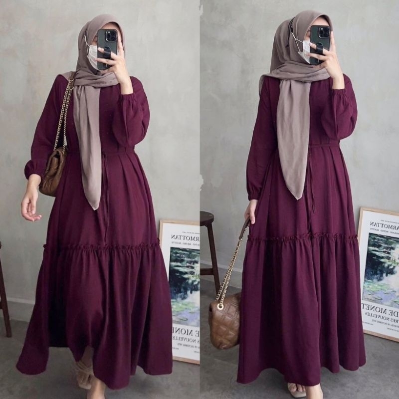 ORIGINAL ROSALINE DRESS PREMIUM GAMIS CRINKLE AIRFLOW