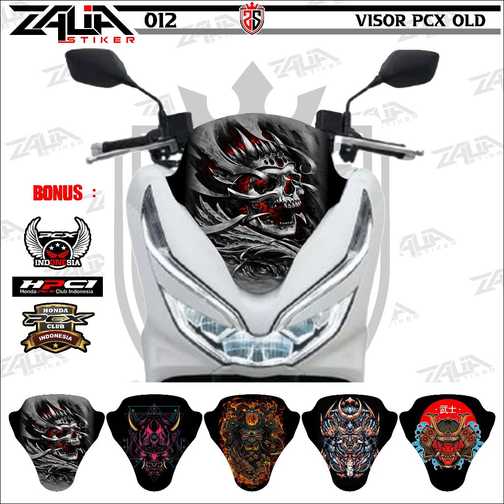 Stiker visor Winshield HONDA PCX 150 OLD TENGKORAK KEREN (012) / stiker  Winshield  gambar TATO /  s