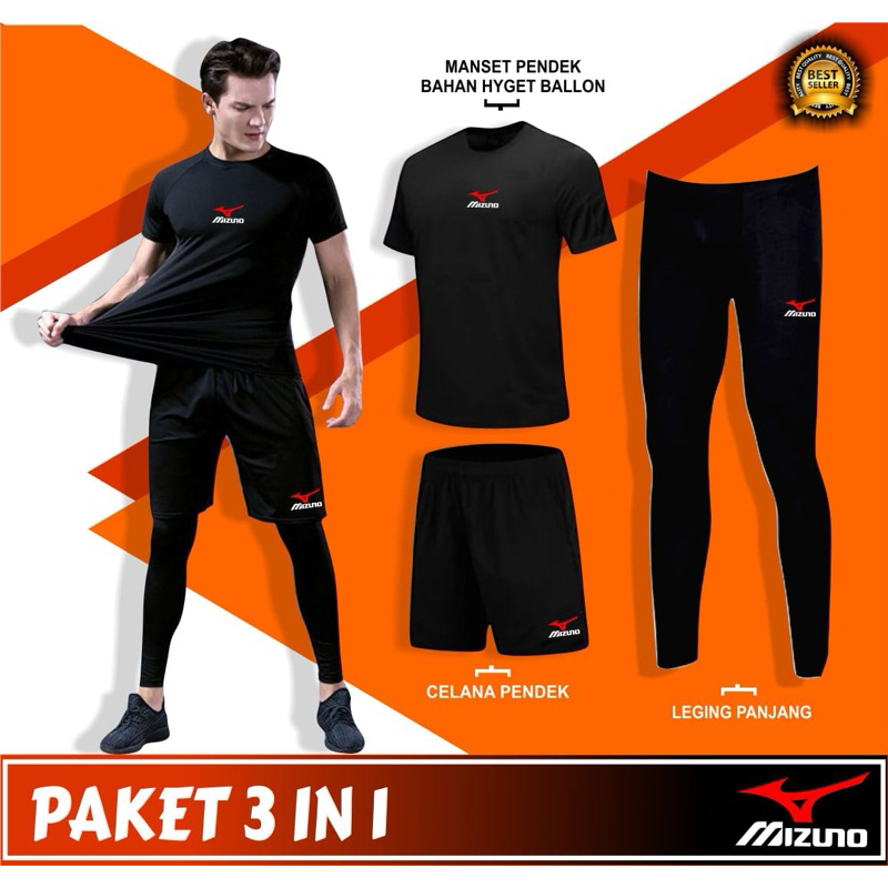 Baju voli lengan pendek celana voli mizuno legging olahraga voli pria wanita