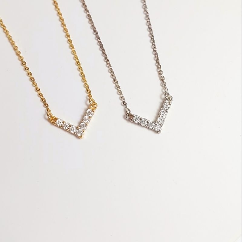 Kalung Aurel V Perak 925 Asli lapis Emas