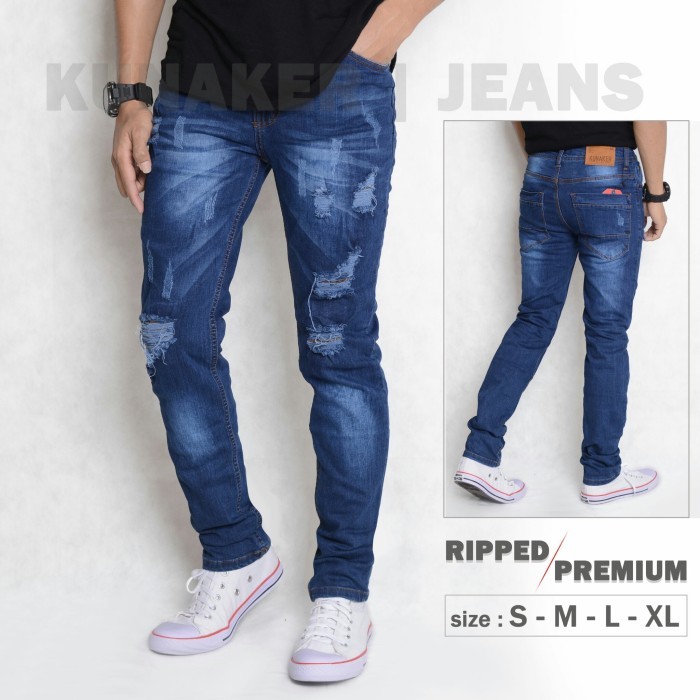 Celana Jeans Sobek Ripped Panjang Pria Skiny Slimfit/ Celana Jeans Sobek Pria/ Celana Jeans Ripped S