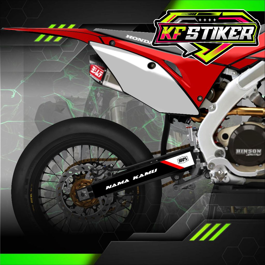 KF Stiker /Stiker Variasi Swing Arm Bisa Custom Nama / Stiker Variasi Motor Crf Keren Murah