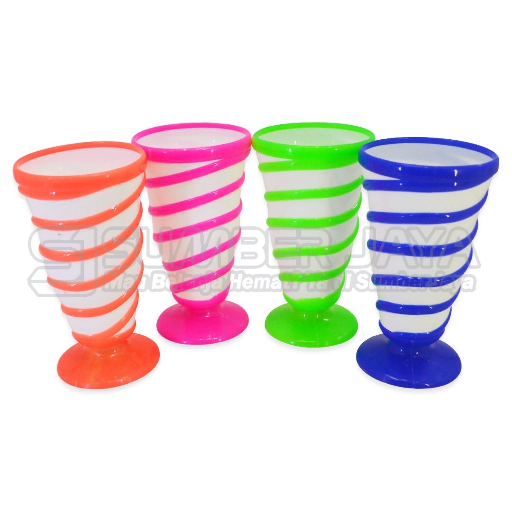 Gelas Jus Plastik Ulir/Gelas Jumbo Davina Warna Warni/Gelas Juice Ulir