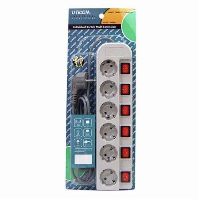 Stop Kontak Uticon 6 Lubang ST-1682 SW/ StopKontak/ Colokan Listrik