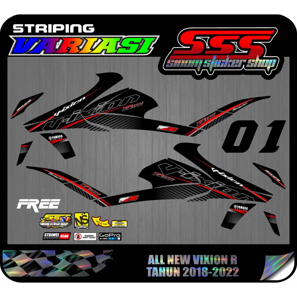 Stiker Striping Hologram Vixion R FZ155 All New Vixion R Tahun 2018-2022