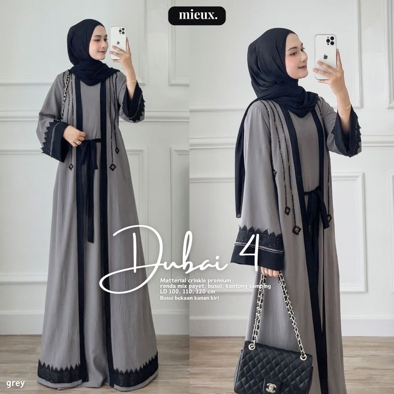 Dubai Abaya 4 Series Airflow Crinkle Premium Import Original Mieux