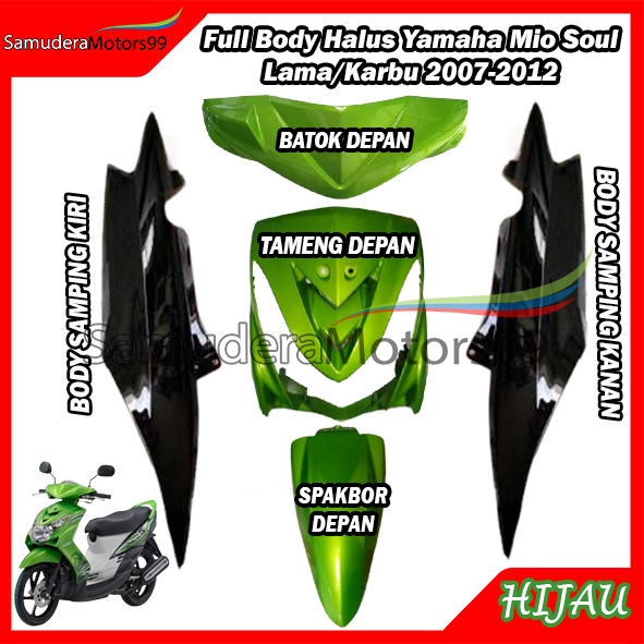 Full Body Bodi Halus Yamaha Mio Soul/Mio Soul Lama Warna Hijau Fullset
